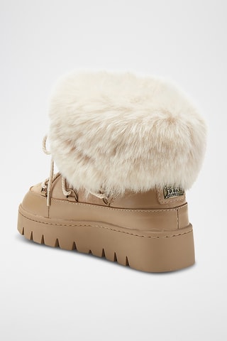 Botas de piel ovina con plataforma - Beige