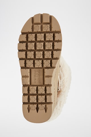 Botas de piel ovina con plataforma - Beige