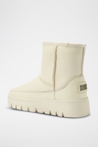 Botas de piel ovina con plataforma - Beige