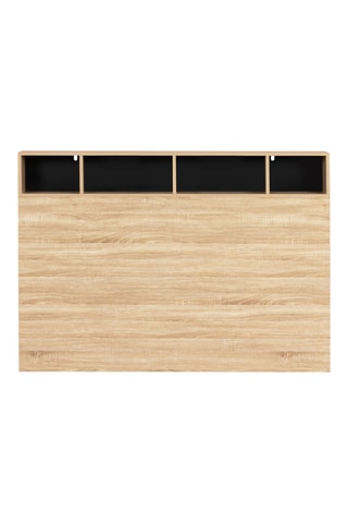 Cabeceira de cama 2 portas Léo - Imitação de madeira e preto