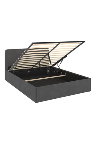 Cama com arrumação e sommier Louise - Cinzento