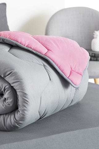 Edredão reversível - 300 g/m² Cinzento e rosa