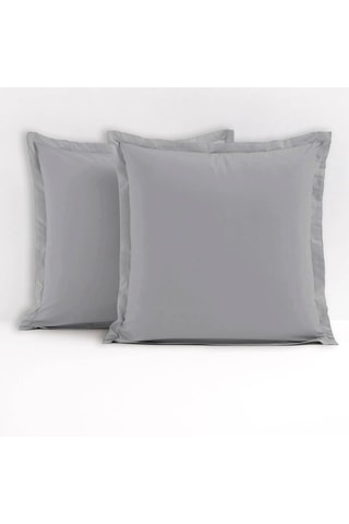2 fundas de almohada de algodón - 57 hilos/cm² - Gris claro