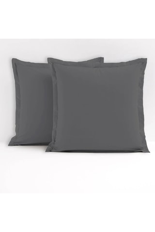 2 fundas de almohada de algodón 57 hilos/cm² - Gris oscuro - 50 x 70 cm y 63 x 63 cm