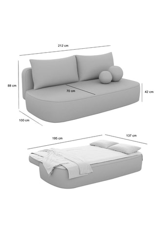 Canapé droit convertible Baldo - Crème - 2 places - Tissu velours
