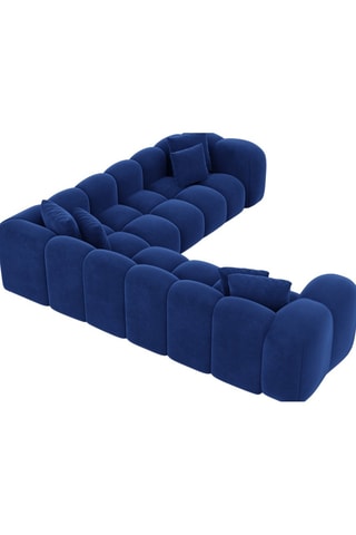 Canapé d'angle Nuvola - Bleu foncé - 6 places - Tissu toucher velours