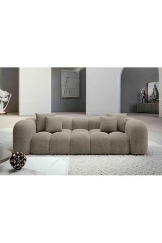 Canapé droit Nuvola  - Beige foncé - 3 places - Tissu velours