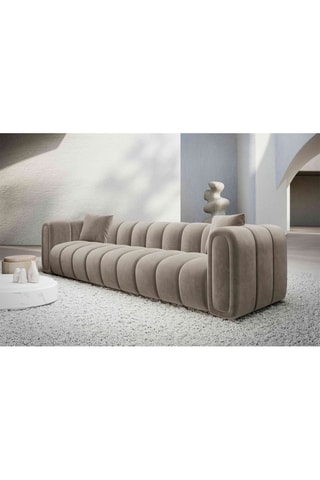 Canapé droit Luma - Beige foncé - 3 places - Tissu velours