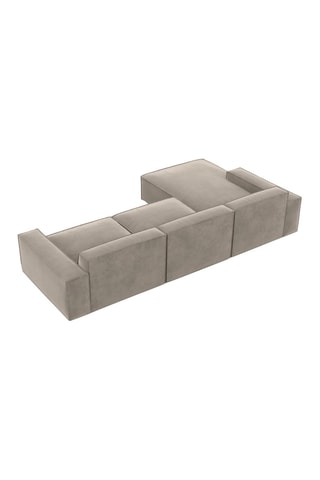 Canapé d'angle gauche Lionel - Beige foncé - 5 places - Tissu toucher velours