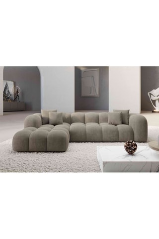 Canapé d'angle gauche Form Nuvola - Beige foncé - 5 places - Tissu toucher velours