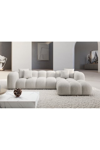 Canapé d'angle droit Nuvola - Blanc - 5 places - Tissu structuré