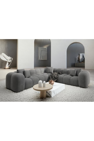 Canapé d'angle Nuvola - Gris foncé - 6 places - Tissu toucher velours