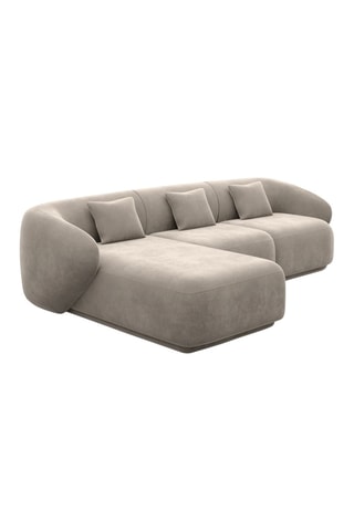 Canapé d'angle gauche Maitano - Beige foncé - 5 places - Tissu toucher velours