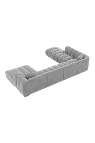 Canapé d'angle gauche panoramique Luma - Gris clair - 7 places - En velours