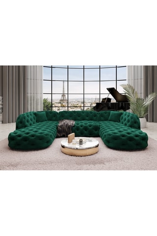 Canapé d'angle droit panoramique Honey - Vert