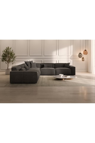 Canapé d’angle Lionel - Anthracite - 6 places - En tissu structurel