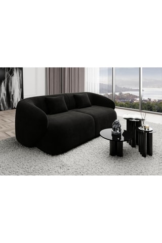 Canapé Maitano - Noir - 2 places - Tissu velours