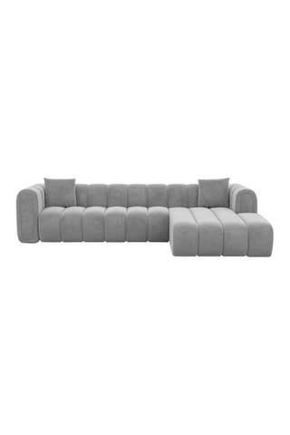 Canapé d'angle droit Luma - Gris clair - 5 places - Tissu toucher velours