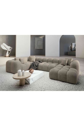 Canapé d'angle gauche panoramique Nuvola - Beige foncé - 7 places - En velours
