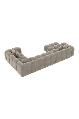 Canapé d'angle droit panoramique Nuvola - Beige foncé - 7 places - En velours