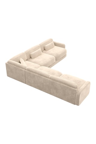 Canapé d'angle Migala - Crème - 6 places - Tissu toucher velours