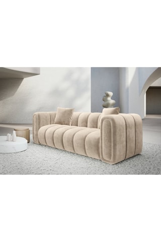 Canapé Luma - Ecru - 2 places - Tissu velours