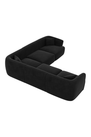 Canapé d’angle Ozura - Noir - 6 places - Tissu velours