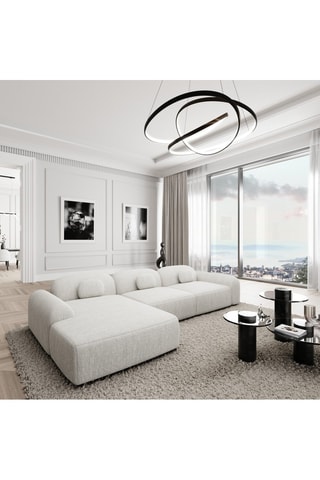 Canapé d’angle gauche Labucca - Gris - 5 places - En polyester