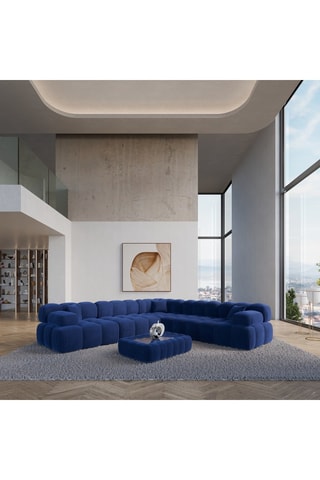 Canapé d'angle Seducca - Bleu marine - 5 places - En polyester