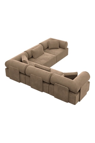 Canapé d'angle Ragusa - Marron - 6 places - En polyester