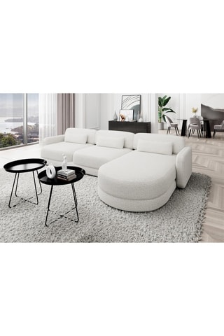 Canapé d’angle droit Migala - Blanc - 5 places - En polyester