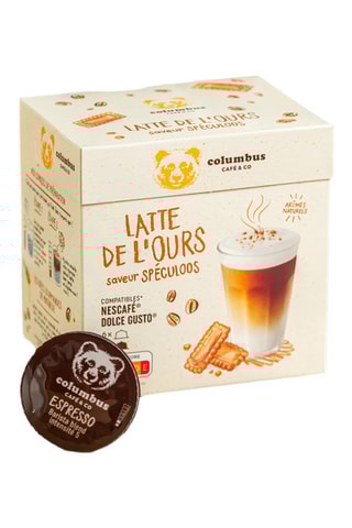 Café Latte de l'ours spéculoos Columbus - 8 x 12 capsules compatibles Nescafé et Dolce Gusto