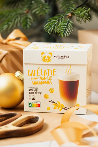 Café Latté vanille macadamia Columbus - 4 x 12 capsules compatibles Nescafé et Dolce Gusto