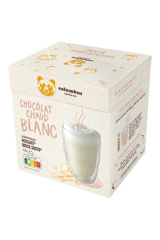 Chocolat chaud blanc Columbus - 4 x 12 capsules compatibles Nescafé et Dolce Gusto