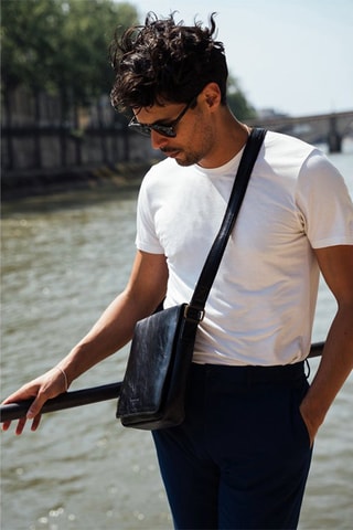 Leren Schoudertas Albano - Zwart