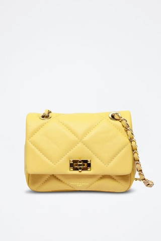 Doorgestikte Leren Schoudertas Giulia - Geel