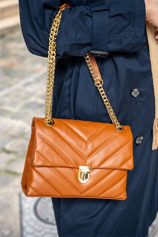 Leren Schoudertas Clea   - Bruin