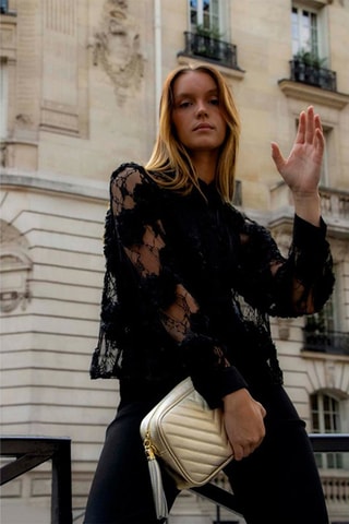 Leren Schoudertas nat  - Goudkleurig