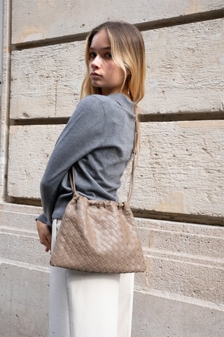 Leren Schoudertas  - Grijs