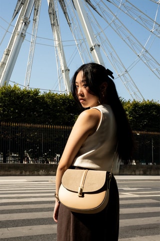 Leren Schoudertas - Beige