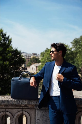 Leren Aktetas Tonio Box - Marineblauw