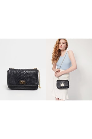 Leren Schoudertas Kiera  - Zwart