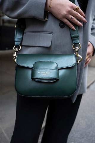 Leren Schoudertas Eliane   - Groen