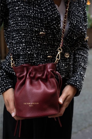 Leren Buideltas Eonora   - Rood