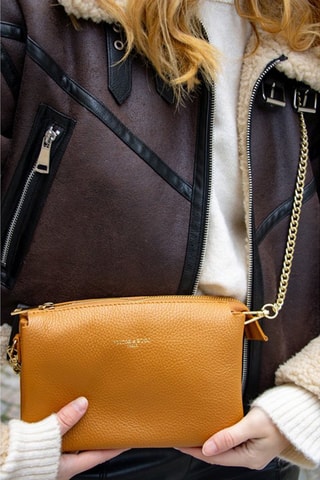 Leren Schoudertas Perla  - Bruin