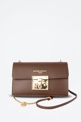 Leren Schoudertas Atom   - Bruin en goudkleurig