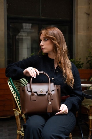 Borsa a mano in pelle Jany - Marrone