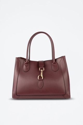 Leren Schouderhandtas Beryn   - Rood en goudkleurig