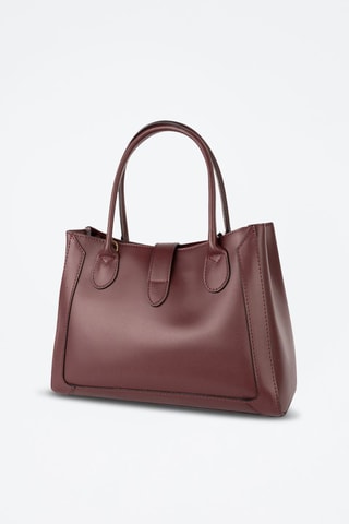 Leren Schouderhandtas Beryn   - Rood en goudkleurig