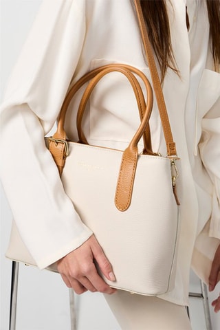 Leren Handtas Tuileries - Wit en bruin